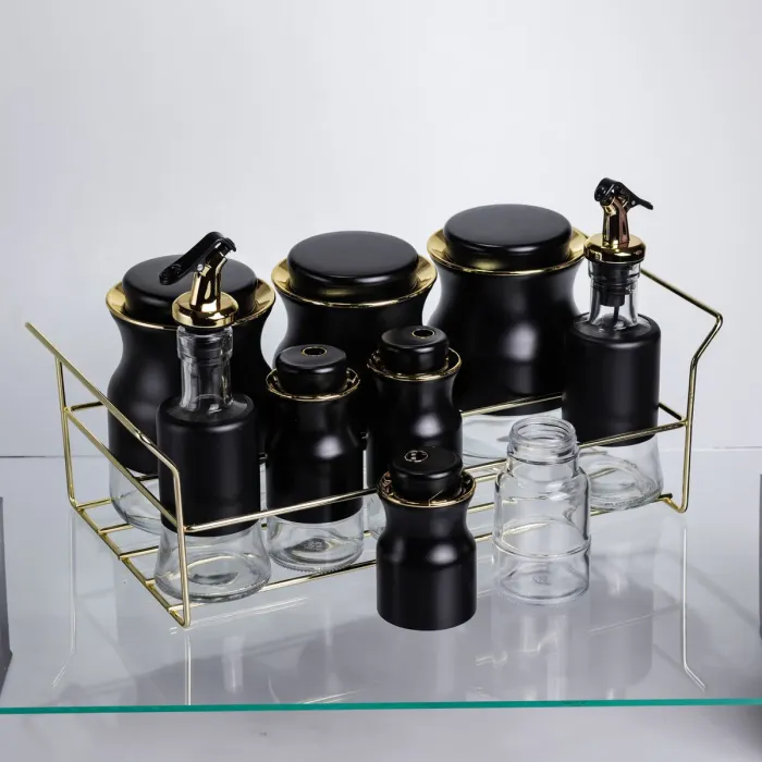 Набір для спецій і рідких текстур на металевій підставці чорний HP-1359 (HP-1359) - зображення 3