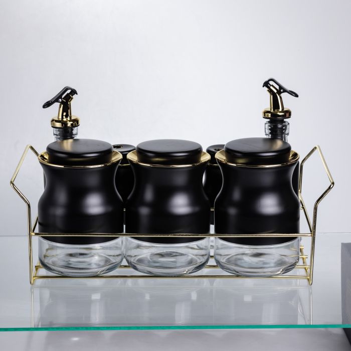 Набір для спецій і рідких текстур на металевій підставці чорний HP-1359 (HP-1359) - изображение 4