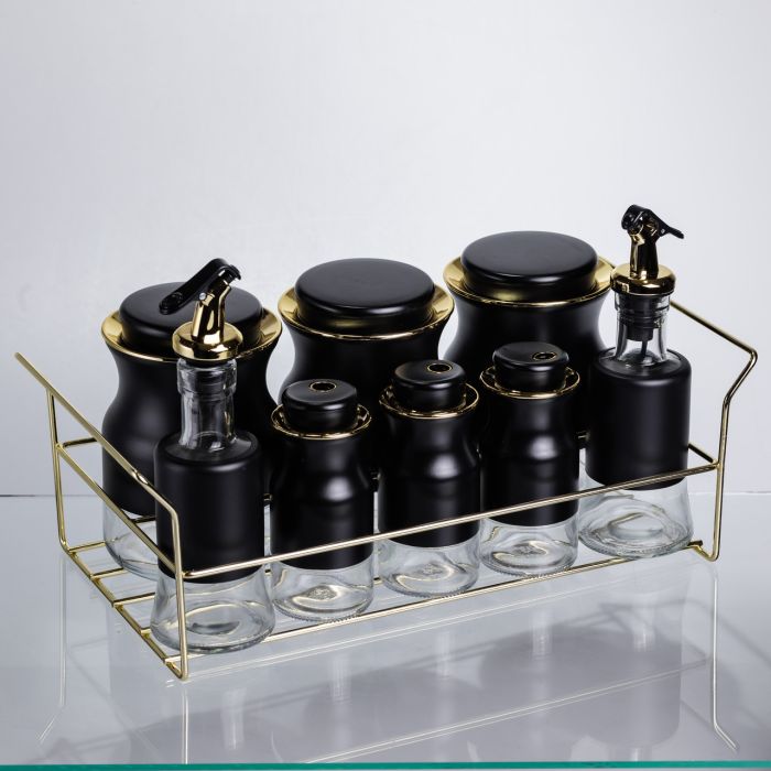 Набір для спецій і рідких текстур на металевій підставці чорний HP-1359 (HP-1359) - изображение 5