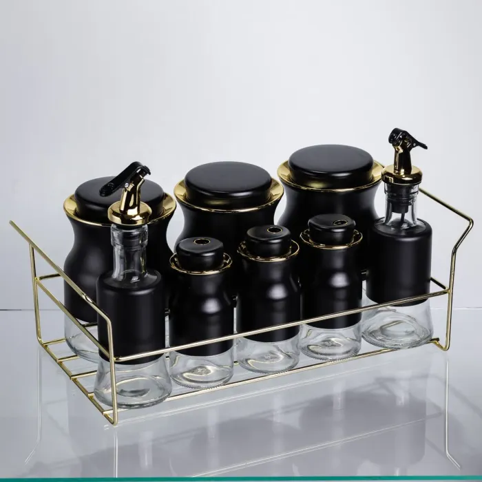 Набір для спецій і рідких текстур на металевій підставці чорний HP-1359 (HP-1359) - зображення 5