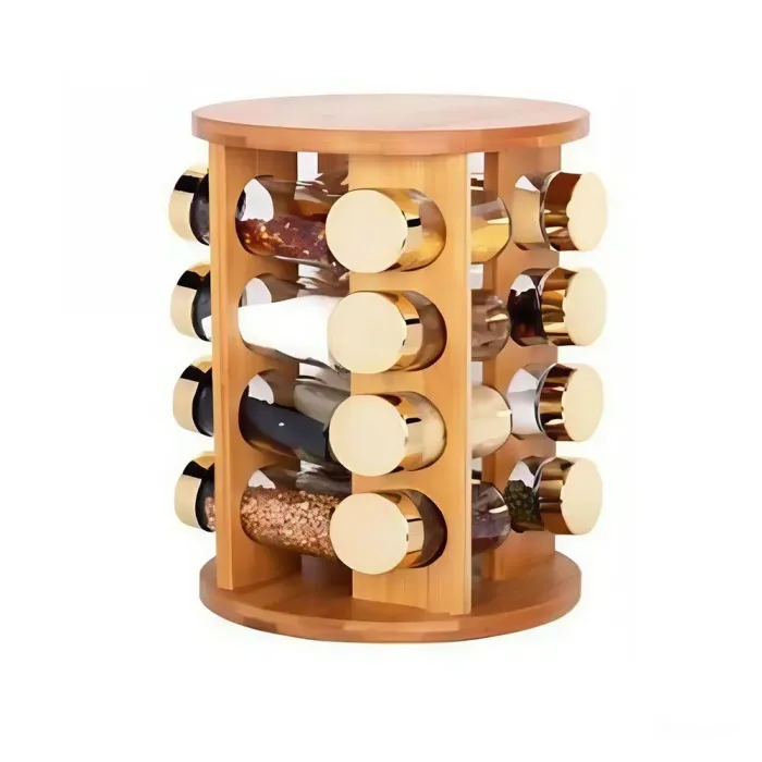 Набор для специй на деревянной подставке 16 стеклянных приправных емкостей (HP-1367) - изображение 1