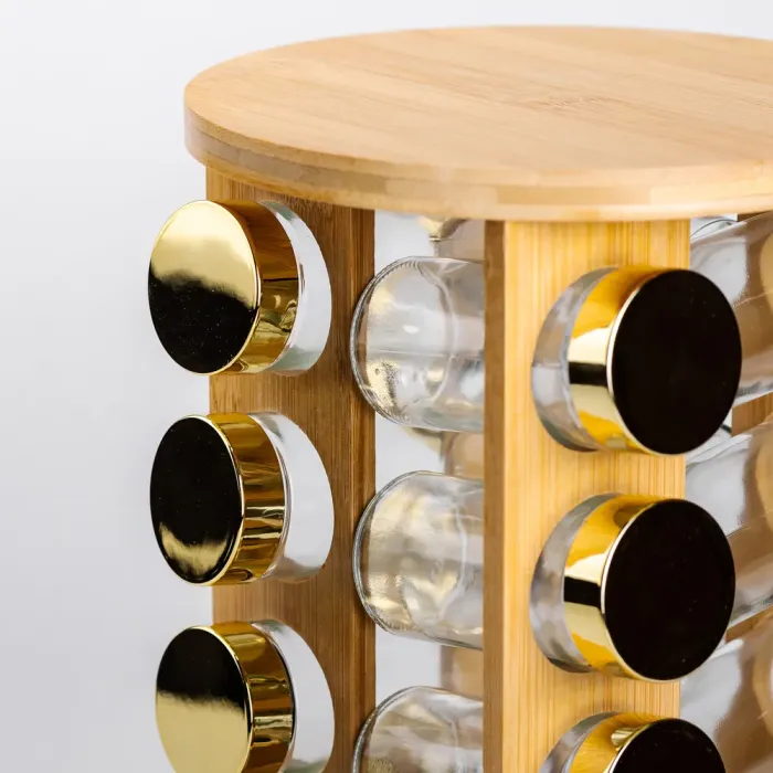 Набор для специй на деревянной подставке 16 стеклянных приправных емкостей (HP-1367) - изображение 7