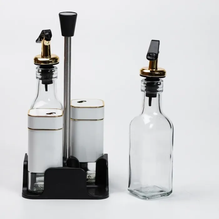 Набор для специй на подставке 4 предмета бутылочки для уксуса и масла (HP1313) - изображение 3