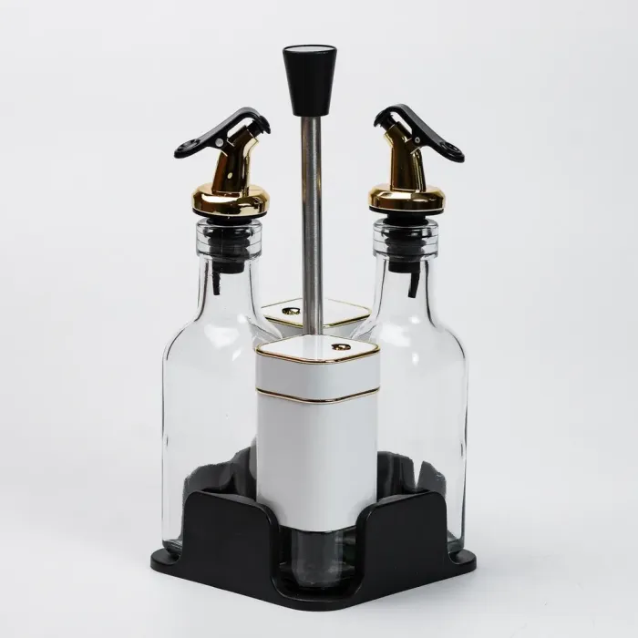 Набор для специй на подставке 4 предмета бутылочки для уксуса и масла (HP1313) - изображение 4