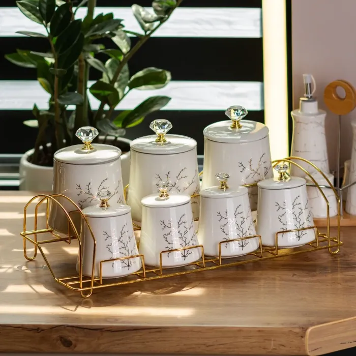 Набор специй на подставке 7 шт. баночки по 250 и 550 мл. (HP1216) - изображение 1