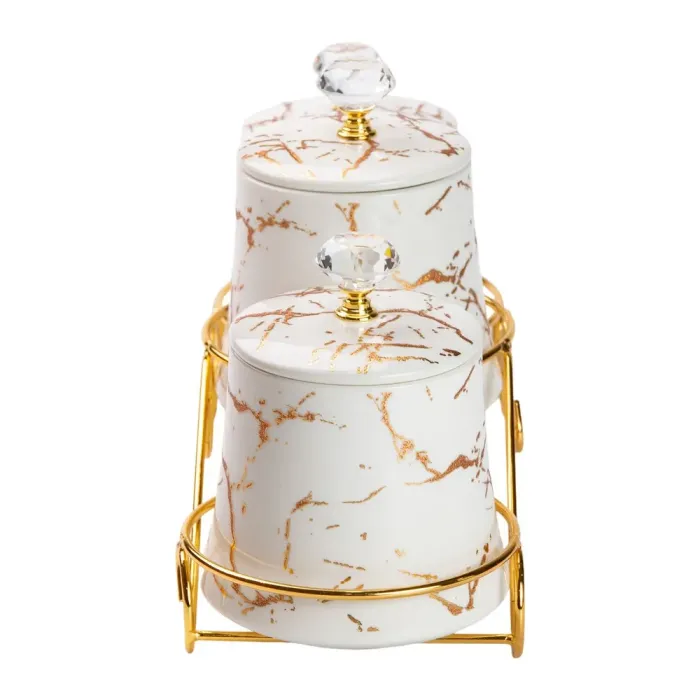 Набор для специй с подставкой, белый, 3 баночки, 600 мл, керамика (HP-1251) - изображение 5