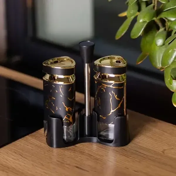 Набір для спецій на підставці солонка і перечниця по 120 мл Чорний (HP-1353) - изображение 4