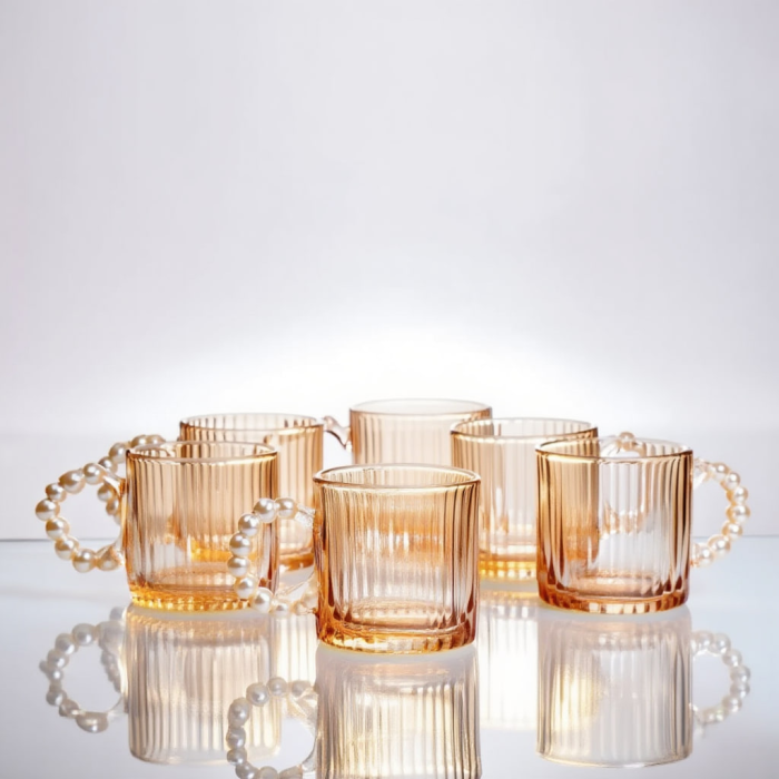 Набір для заварювання чаю зі скляним чайником та 6 чашок, коричневий 64486-38 (64486-38) - зображення 2