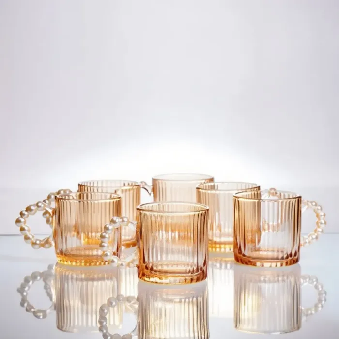 Набір для заварювання чаю зі скляним чайником та 6 чашок, коричневий 64486-38 (64486-38) - зображення 2