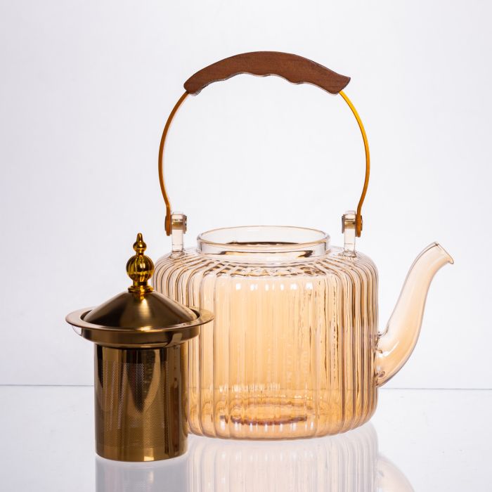 Набір для заварювання чаю зі скляним чайником та 6 чашок, коричневий 64486-38 (64486-38) - зображення 3