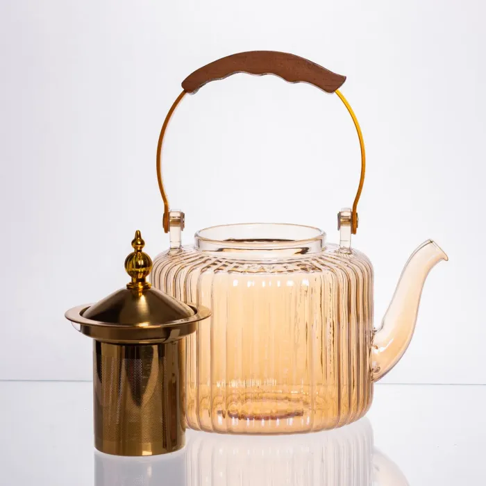 Набір для заварювання чаю зі скляним чайником та 6 чашок, коричневий 64486-38 (64486-38) - зображення 3