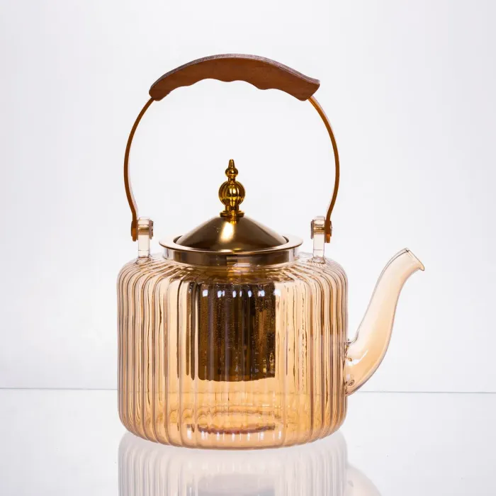 Набір для заварювання чаю зі скляним чайником та 6 чашок, коричневий 64486-38 (64486-38) - зображення 4