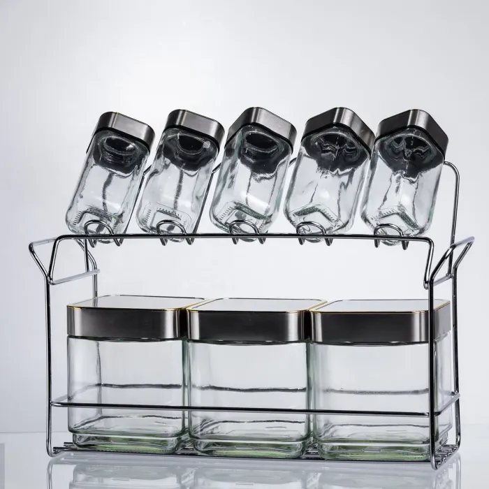 Набір ємностей для зберігання 8 штук по 100/700 мл на металевій підставці HP-1347 (HP-1347) - зображення 4