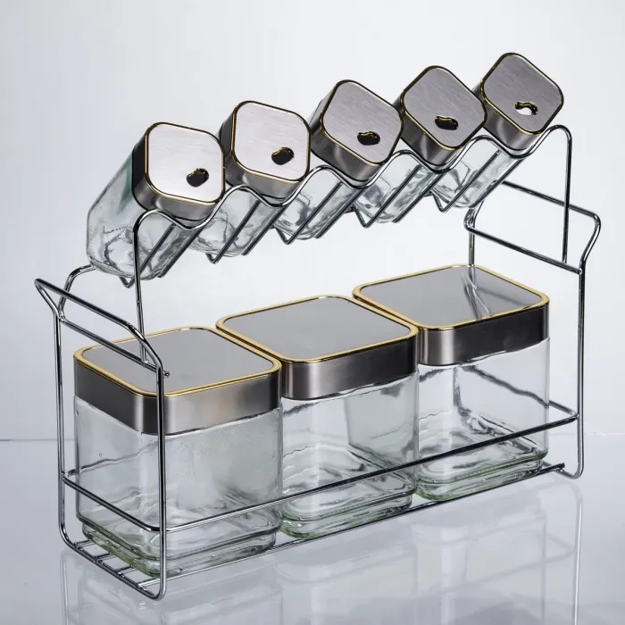 Набір ємностей для зберігання 8 штук по 100/700 мл на металевій підставці HP-1347 (HP-1347) - зображення 5