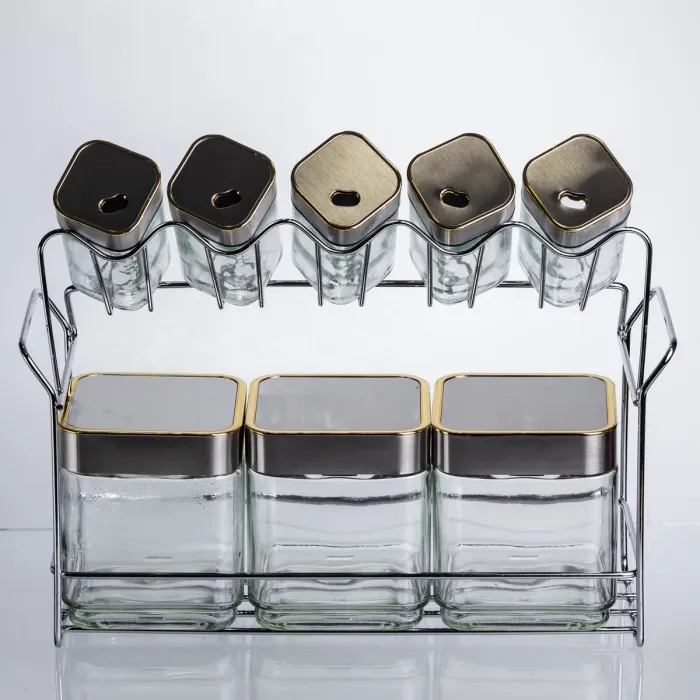 Набір ємностей для зберігання 8 штук по 100/700 мл на металевій підставці HP-1347 (HP-1347) - зображення 6