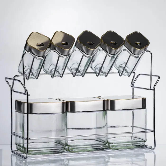 Набір ємностей для зберігання 8 штук по 100/700 мл на металевій підставці HP-1347 (HP-1347) - зображення 7