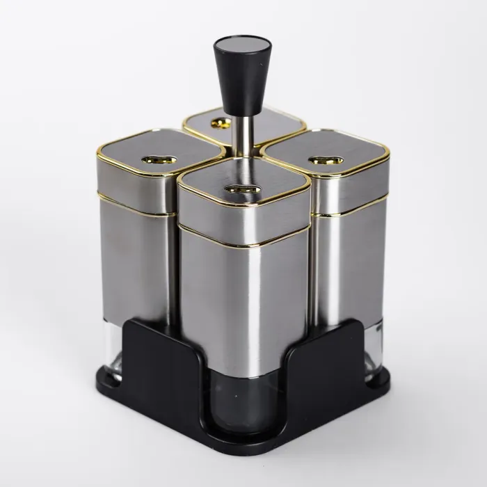 Набір ємностей для спецій 4 шт на підставці 120 мл Хром (HP-1318) - зображення 2