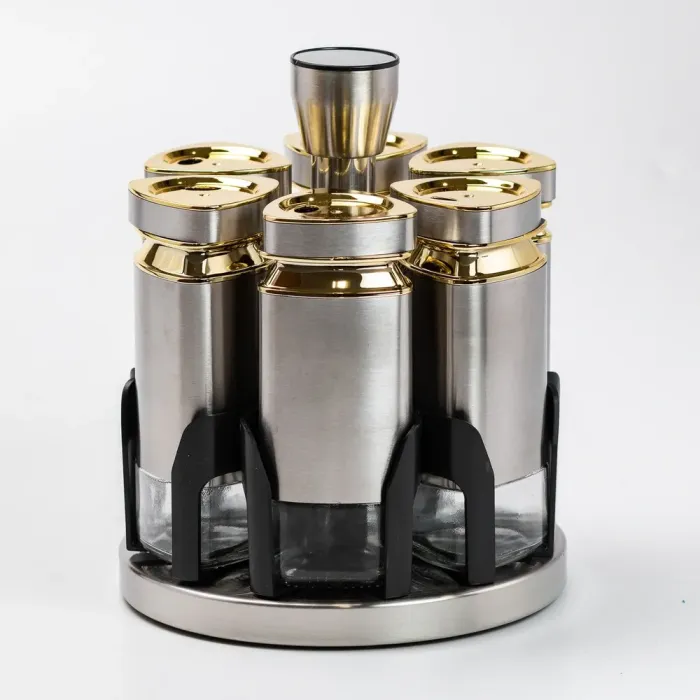 Набор емкостей для специй на подставке 6 баночек по 120 мл карусель (HP1326) - изображение 3