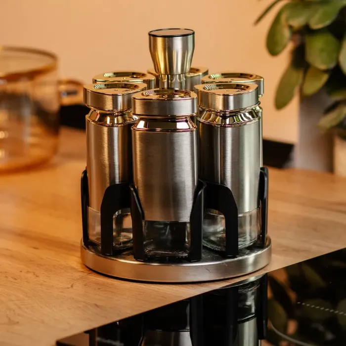 Набор емкостей для специй на подставке 6 баночек по 120 мл карусель (HP1326) - изображение 7