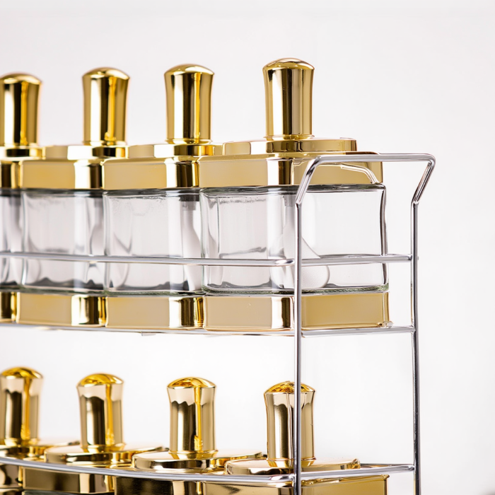Набір ємностей для спецій на підставці 8 шт. (350 мл) Gold HP-1338 (HP-1338) - изображение 2