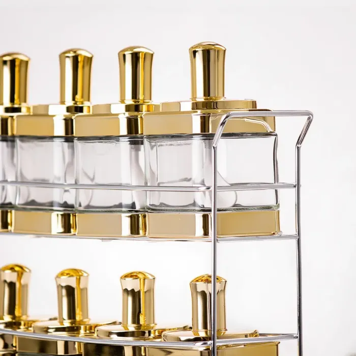Набір ємностей для спецій на підставці 8 шт. (350 мл) Gold HP-1338 (HP-1338) - зображення 2