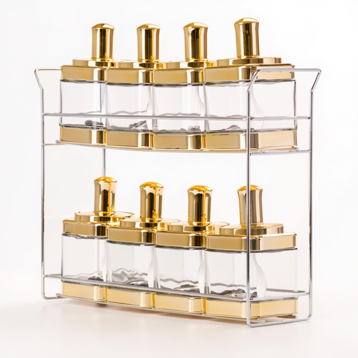 Набір ємностей для спецій на підставці 8 шт. (350 мл) Gold HP-1338 (HP-1338) - изображение 3