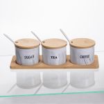 Набір порцелянових банок на підставці 3 шт по 180 (мл) Сірий SCT-660 (SCT-660)