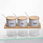 Набір порцелянових банок на підставці 3 шт по 180 (мл) Сірий SCT-660 (SCT-660)