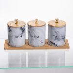 Набір порцелянових банок на підставці 3 шт по 350 (мл) Сірий SCT-662 (SCT-662)