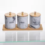 Набір порцелянових банок на підставці 3 шт по 350 (мл) Сірий SCT-662 (SCT-662)