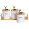 Набір порцелянових банок для сипучих продуктів на підставці з ручками 3 шт по 400 мл SCT-650 (SCT-650)