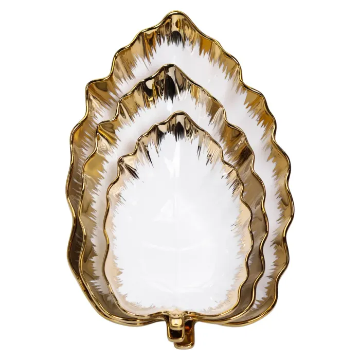 Набір порцелянових страв для сервірування столу 3 (шт) у формі листа Золотистий HP-26-10 (HP-26-10) - зображення 6