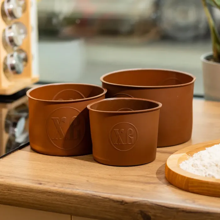 Набір форм для випікання пасхи силіконові 3 шт 1.7 л, 1 л, 0.6 л формочки для паски круглі Lugi (HP-35-556BR) - изображение 3