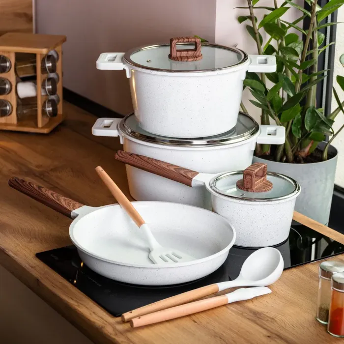 Набор посуды MGC из 7 предметов 1,6/2/5,3/7 л с антипригарным покрытием белый (HP-4-406W) - изображение 7