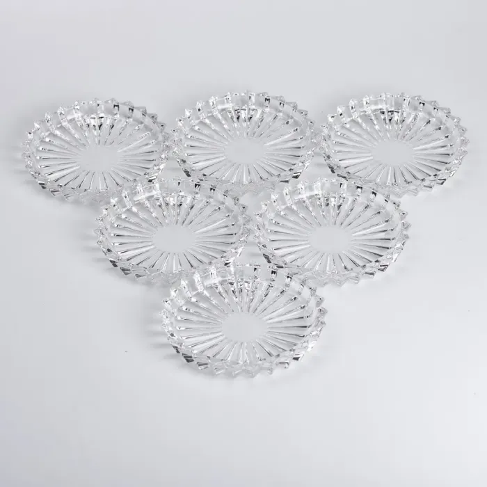 Набор из 6 тарелок для подачи по 12 см стеклянные круглые прозрачные (HP-YH-31) - изображение 2