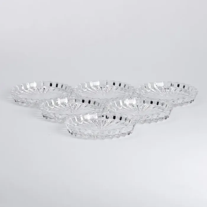 Набор из 6 тарелок для подачи по 12 см стеклянные круглые прозрачные (HP-YH-31) - изображение 4