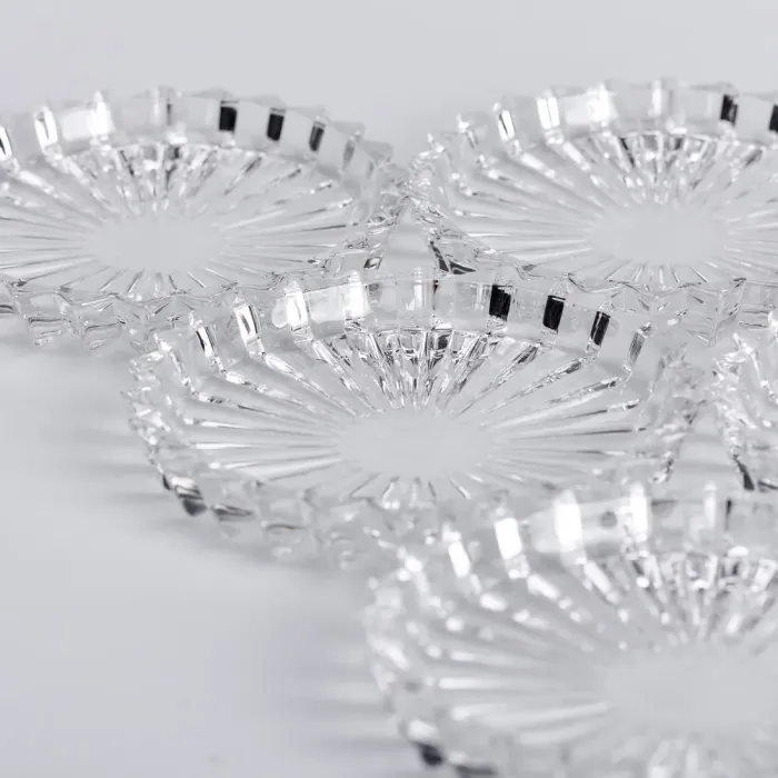 Набор из 6 тарелок для подачи по 12 см стеклянные круглые прозрачные (HP-YH-31) - изображение 5