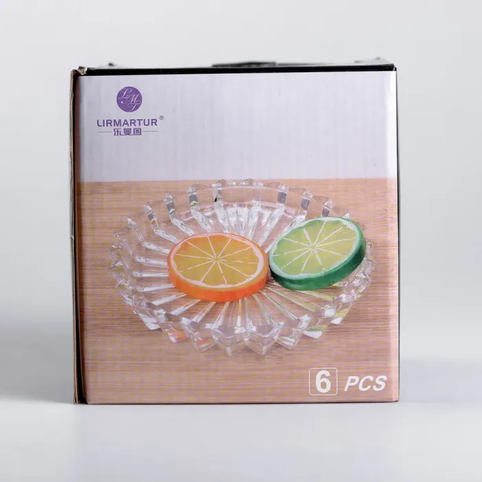 Набор из 6 тарелок для подачи по 12 см стеклянные круглые прозрачные (HP-YH-31) - изображение 7