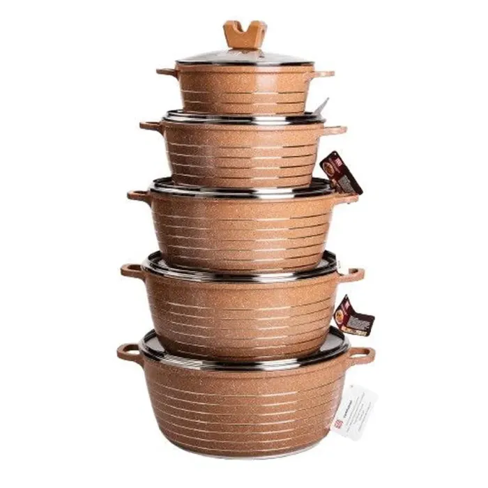 Набор кастрюль MGC 2,5/4/5/7/9 л с мраморным антипригарным покрытием черный (HP-4-411B) - изображение 4