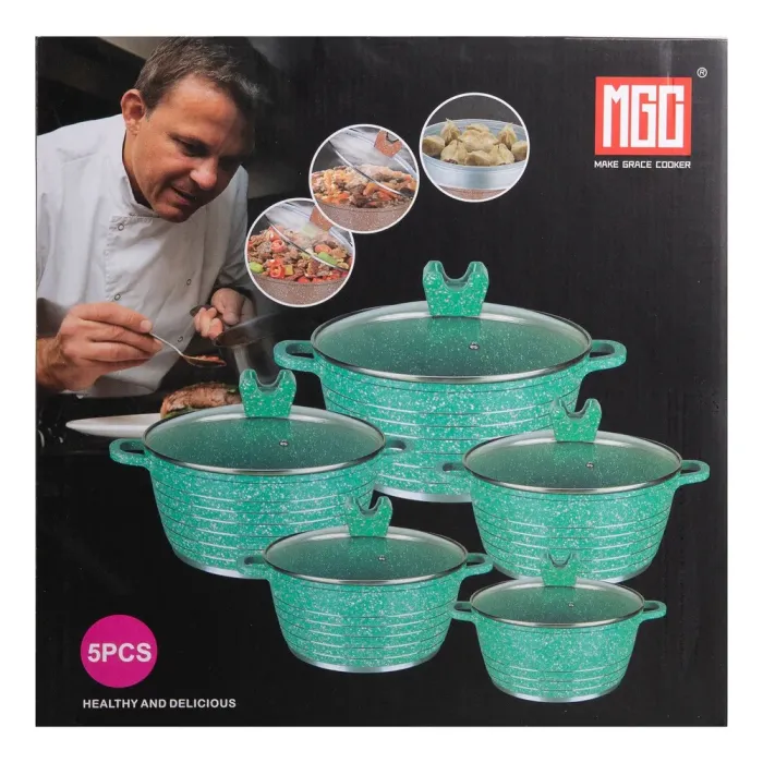 Набор кастрюль MGC 2,5/4/5/7/9 л с мраморным антипригарным покрытием черный (HP-4-411B) - изображение 6