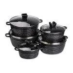 Набір каструль MGC 2,5/4/5/7/9 л з мармуровим антипригарним покриттям чорний (HP-4-411B)