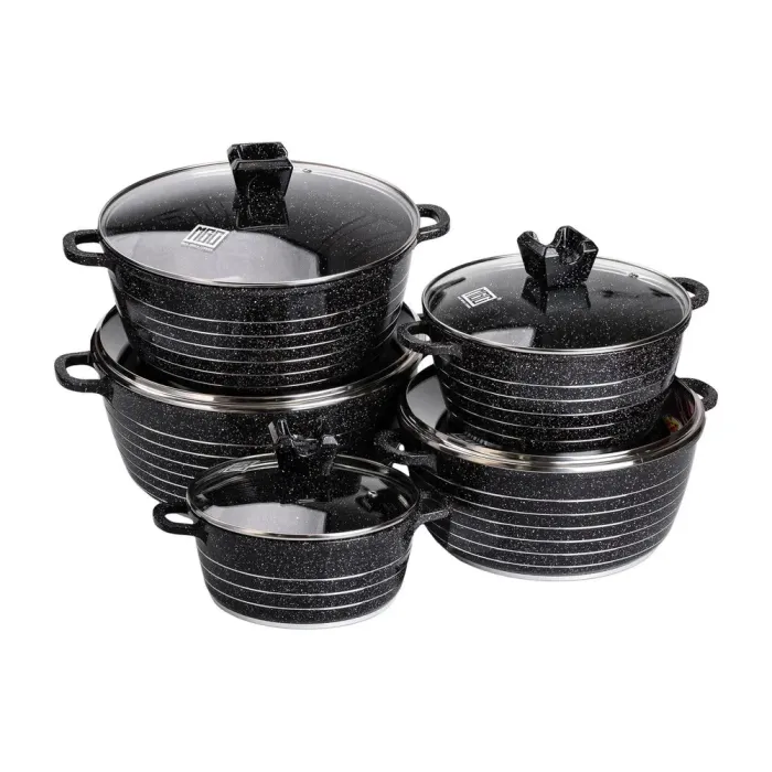 Набор кастрюль MGC 2,5/4/5/7/9 л с мраморным антипригарным покрытием черный (HP-4-411B) - изображение 1