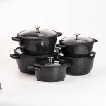 Набір каструль MGC 2/3/4/5/6 л з мармуровим антипригарним покриттям чорний (HP-4-407B)