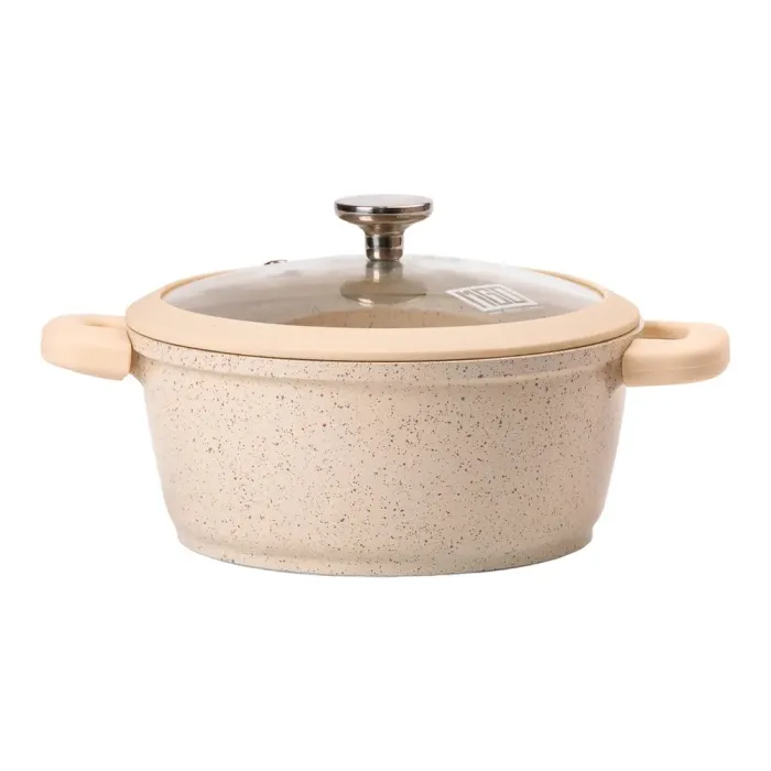 Набор кастрюль MGC 2/3/4/5/6 л с мраморным антипригарным бежевым покрытием (HP-4-407CR) - изображение 2