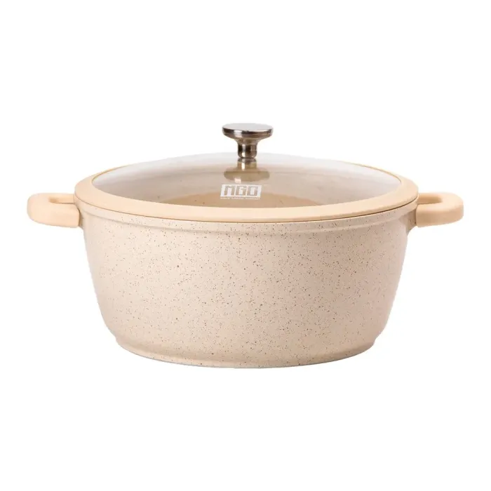 Набор кастрюль MGC 2/3/4/5/6 л с мраморным антипригарным бежевым покрытием (HP-4-407CR) - изображение 4