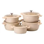 Набір каструль MGC 2/3/4/5/6 л з мармуровим антипригарним покриттям бежевий (HP-4-407CR)