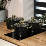 Набор кастрюль из нержавеющей стали 3 штуки с крышками 5.1(л) 3.9(л) 2.9(л) с толстым дном (HP33524)