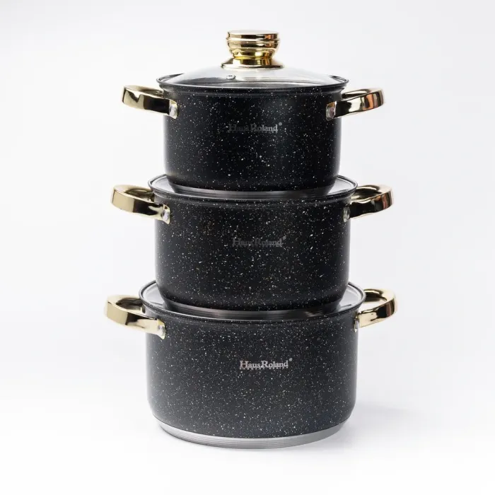 Набор кастрюль из нержавеющей стали 3 штуки с крышками 5.1(л) 3.9(л) 2.9(л) с толстым дном (HP33524) - изображение 2