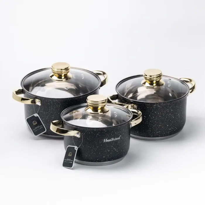 Набор кастрюль из нержавеющей стали 3 штуки с крышками 5.1(л) 3.9(л) 2.9(л) с толстым дном (HP33524) - изображение 3