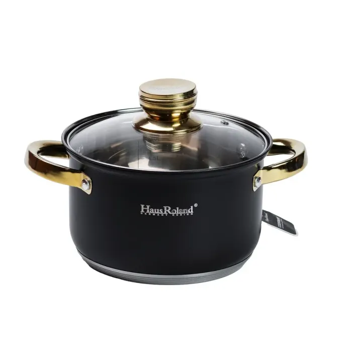 Набір каструль з нержавіючої сталі з товстим дном 4 штуки з кришками та ручками (HP33523) - зображення 2